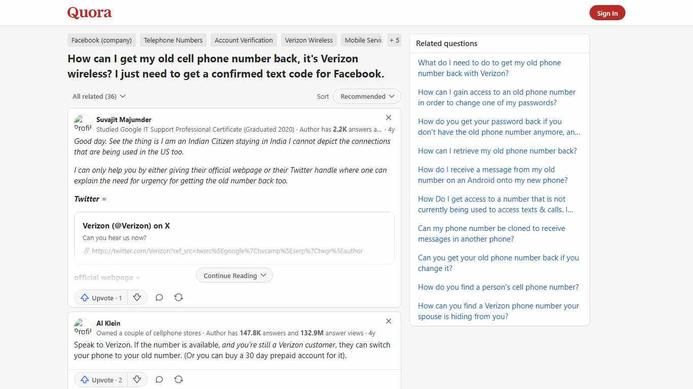 How to get my old cell phone number back, it's Verizon wireless - Quora