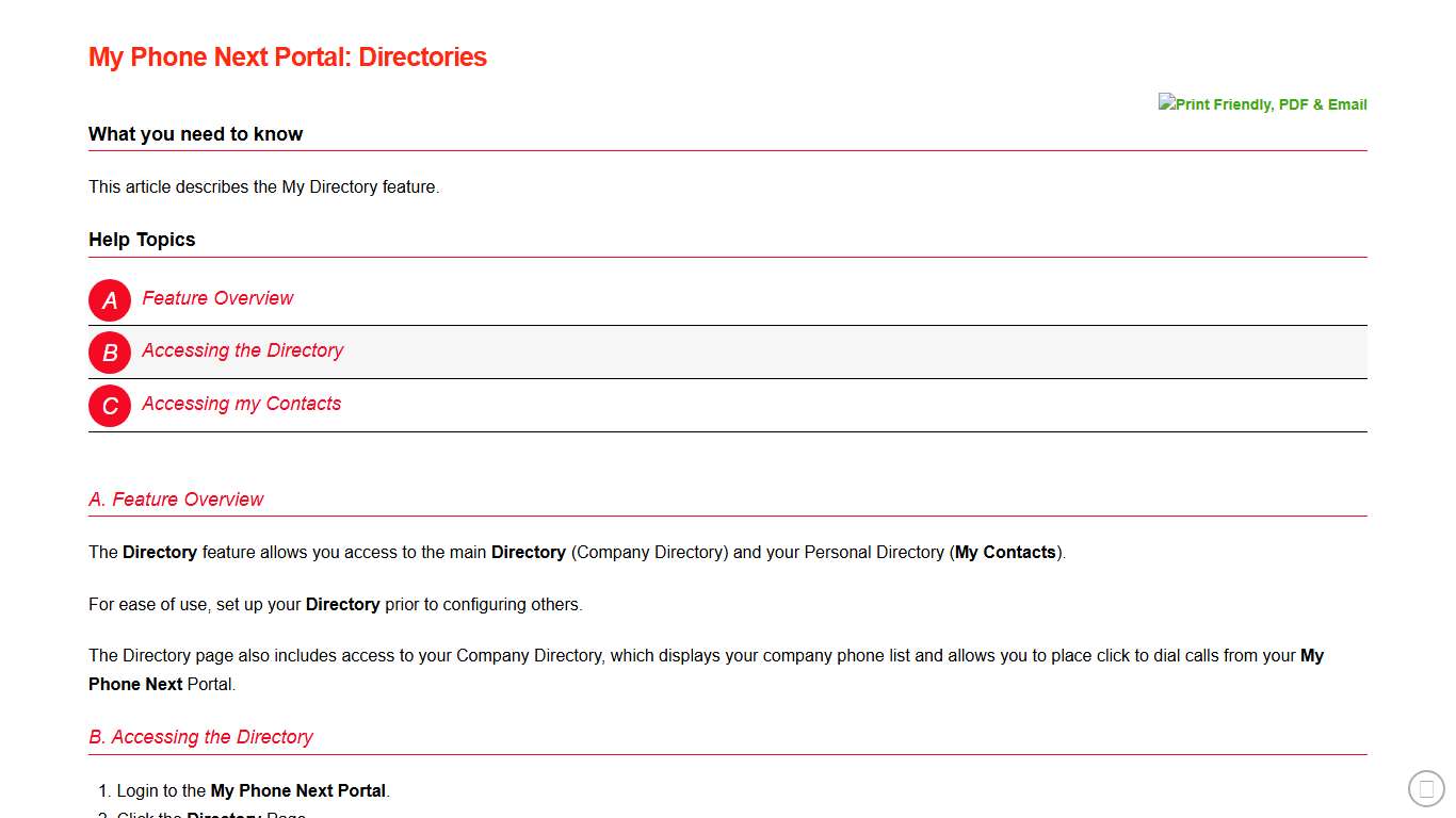 My Phone Next Portal: Directories - Verizon