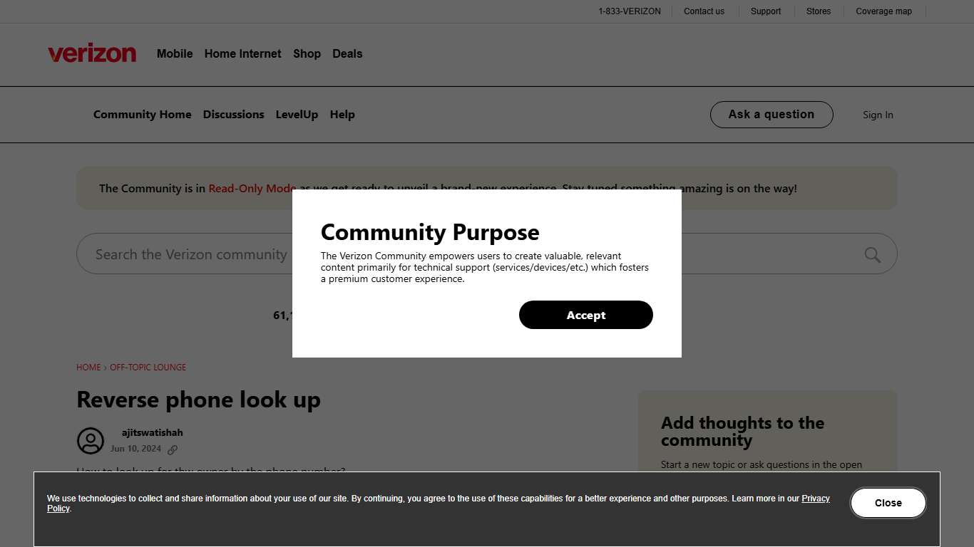 Reverse phone look up - verizon